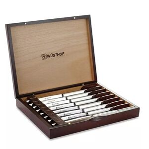 Stainless 8-Piece Steak Knife Set in Rosewood-Colored Chest